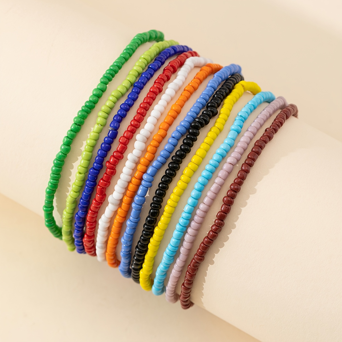 5pcs Bohemian Multicolor Beaded Anklet Set for Women