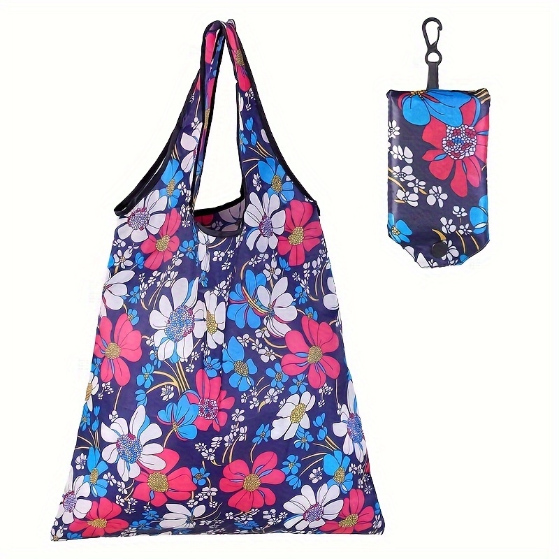 large capacity foldable tote bag   polyester reusable shopping storage bag with creative allover pattern details 14