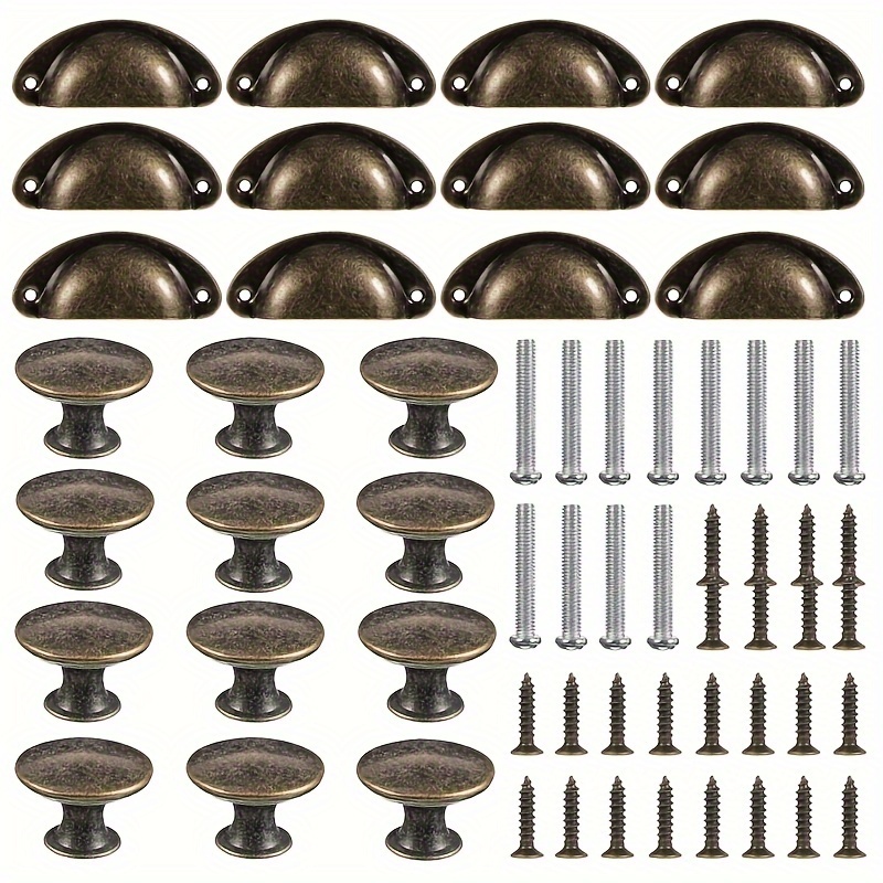 

24-pack Vintage Bronze Cabinet Handles - Industrial Zinc Alloy Drawer Pulls With Installation Hardware, Painted Finish For Kitchen & Dressing Tables