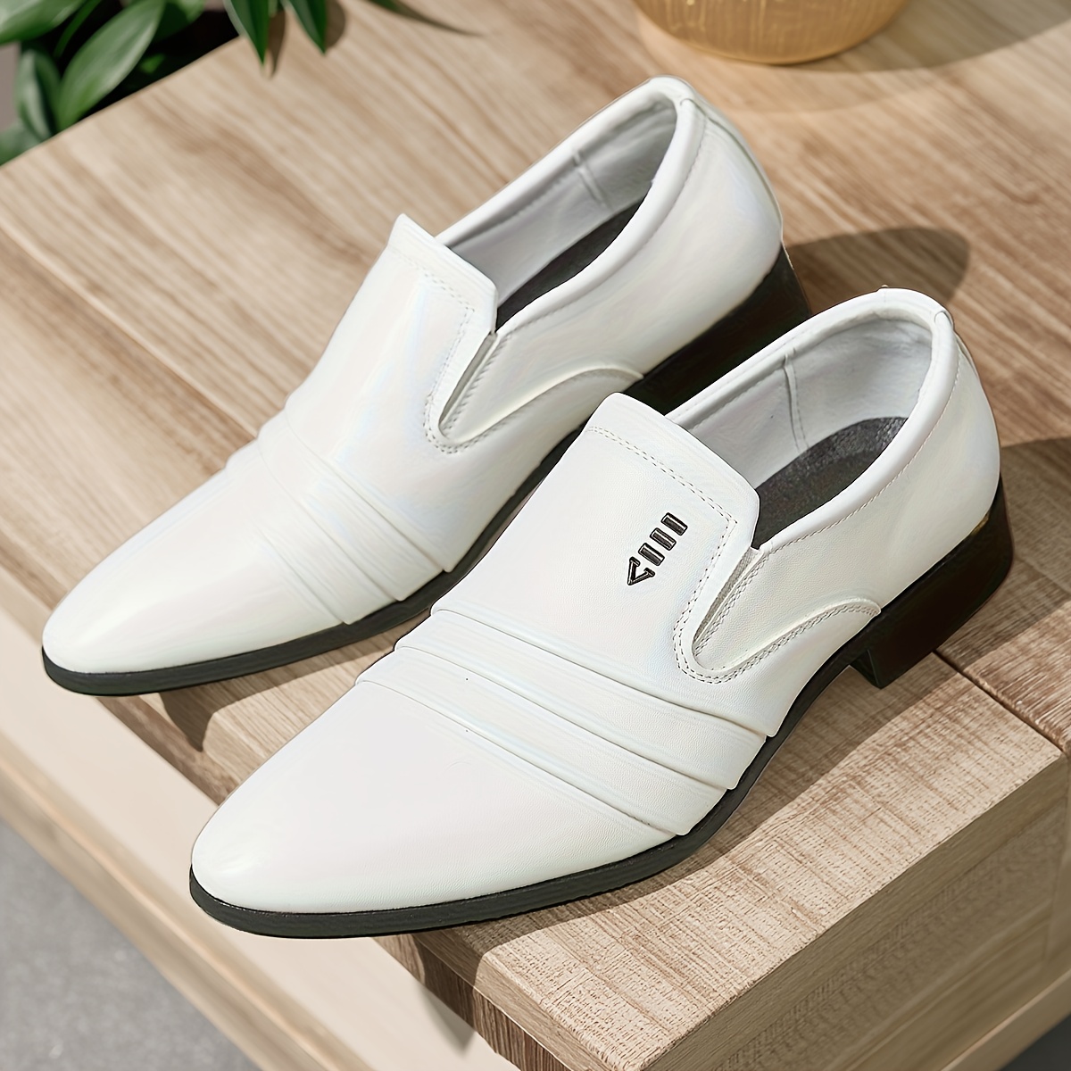 mens white dress shoes slip low wedding shoes Temu Ireland