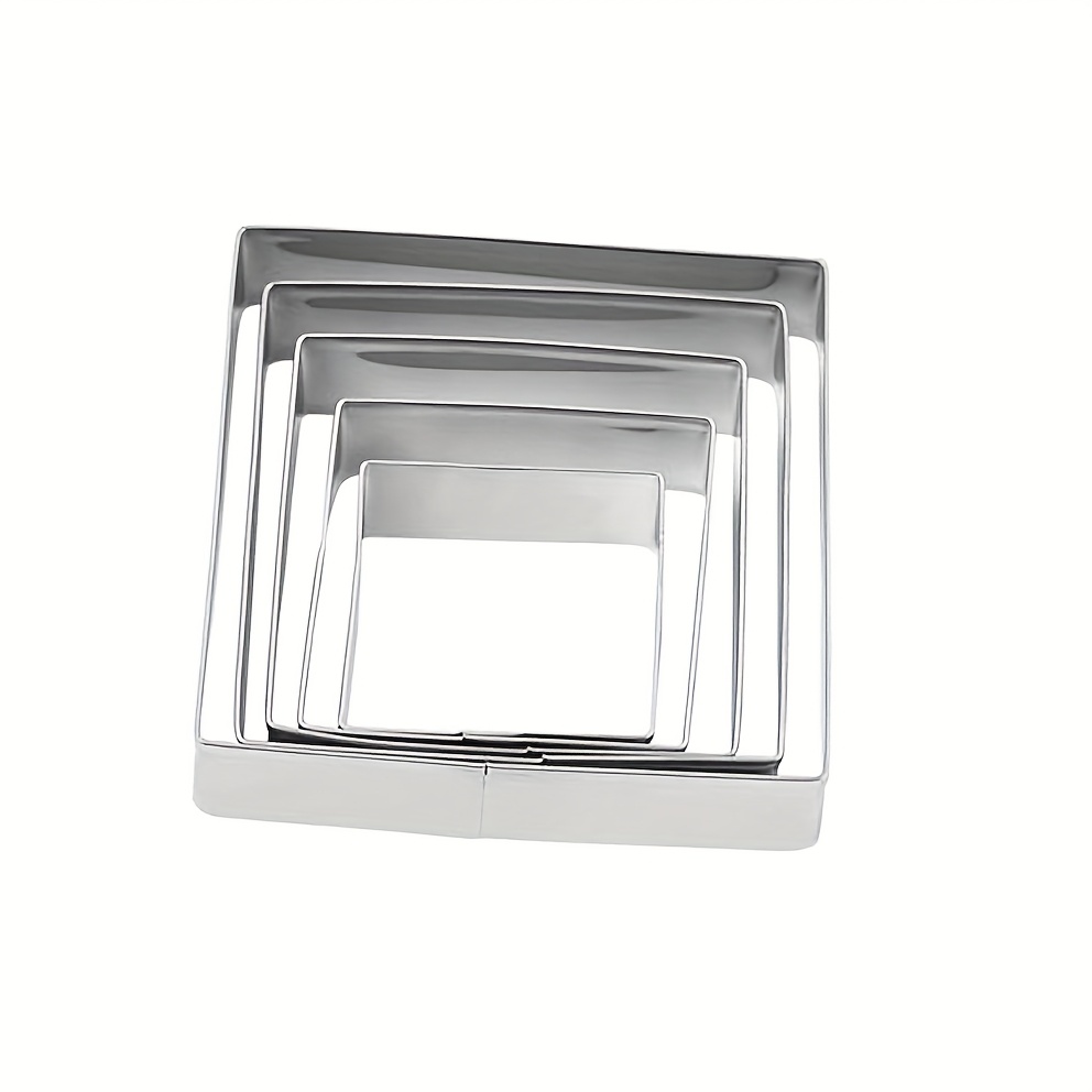 TEMU 5pcs Square Cookie Cutter Set, Stainless Biscuit Cutters, Shape Molds