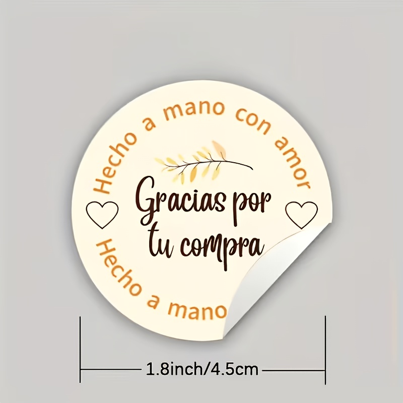 TEMU 96 Stickers Redondos Españoles de "Gracias" - Hechos a , Diseño de Compra, Multicolor, Ideales para Empaquetado de Regalos y Uso Comercial |