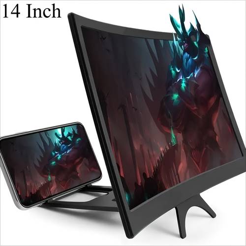 14 inch mobile phone extender a 3d screen extender for movies videos and games and a foldable screen enhancing phone stand