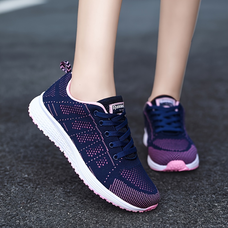 

Women's Flying Woven Running Shoes, Breathable Mesh Walking Shoes, Lace Up Outdoor Casual Sneakers