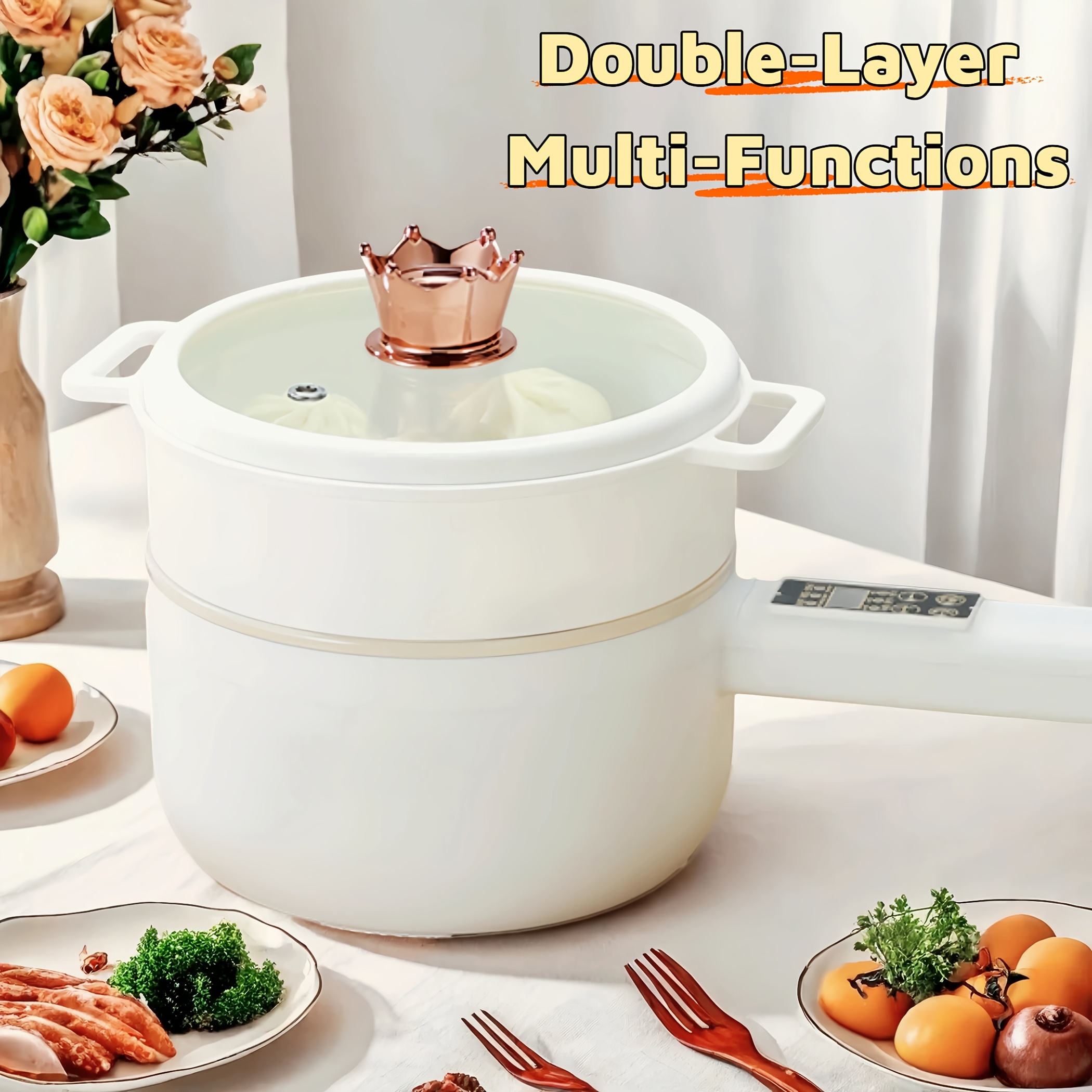 electric cooker electric hot pot non stick pan electric wok multifunctional   non stick inner cup frying and   ing in   easy to clean suitable for hot pot   soup rice steaming buns kitchen student   etc 0