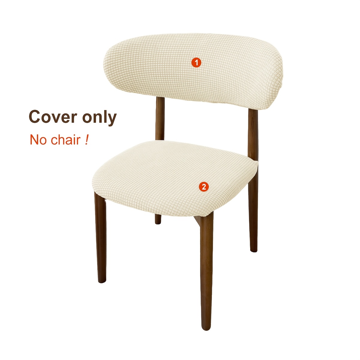 TEMU 2pcs Housse de Chaise à Boutons Cornes en Laine Mousse Jacquard Grain de , Ensemble Housse de Deux Pièces + Housse de Siège