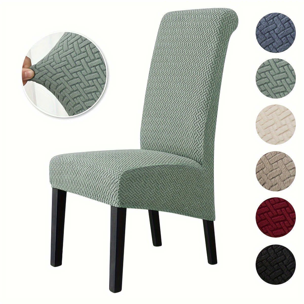 TEMU 1 pièce Housse de chaise à balancier large extensible unie à rayures et à carreaux, convient pour la décoration et l'embellissement des chaises