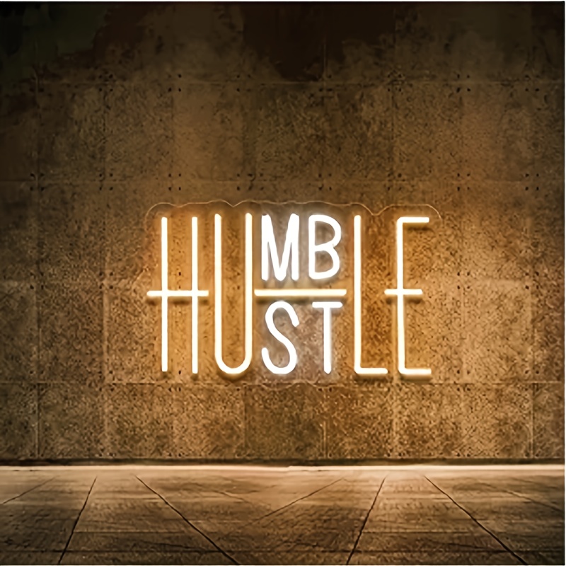 

Hustle Led Neon Sign For Wall Decoration, Party Decoration, Usb Powered Switch Adjustable Brightness Led Neon Sign For Office, Gym, Man Cave Decoration (warm White And White)