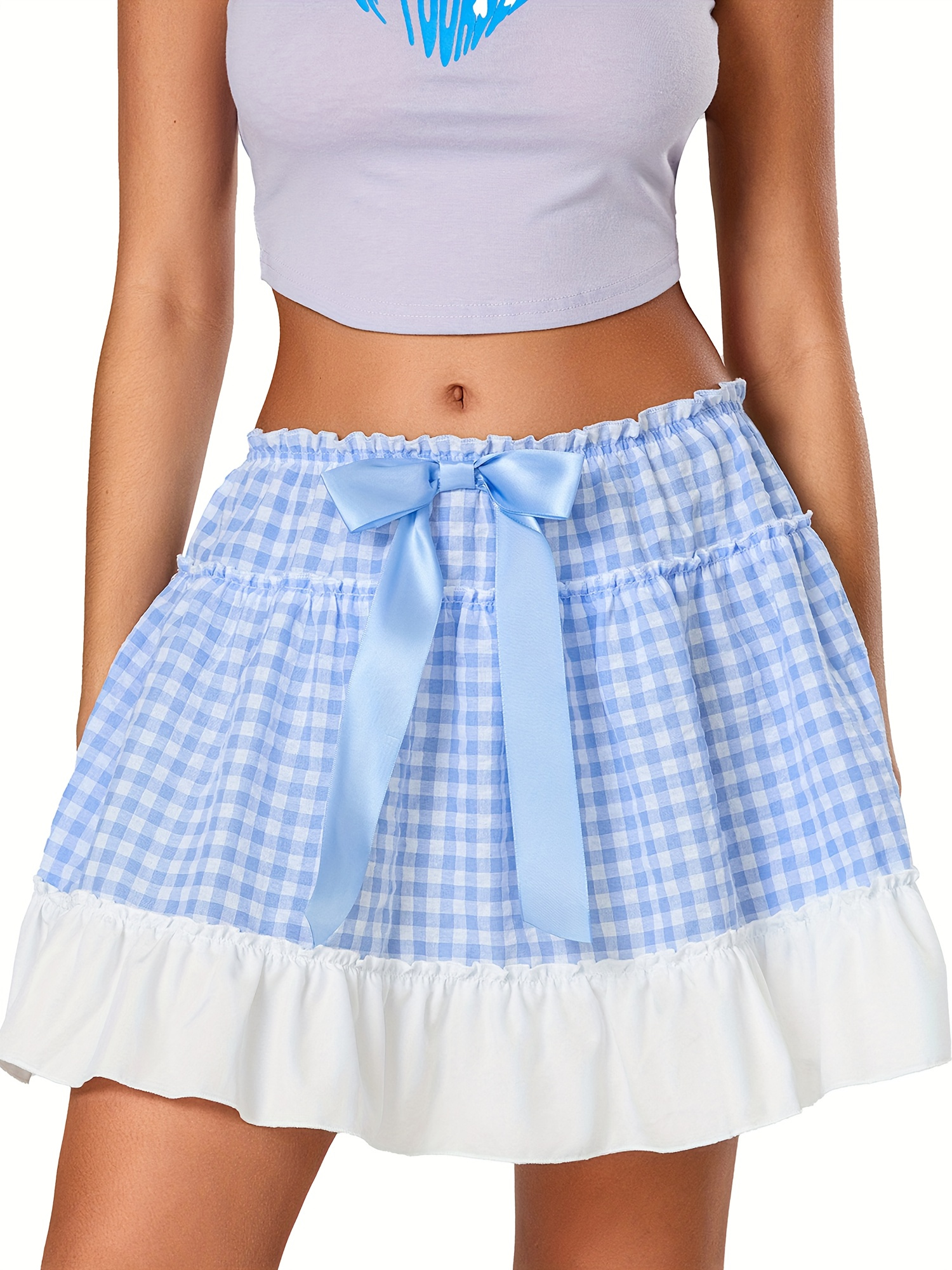 Women Summer Mini Skirts Casual Plaid Print A-Line Skirt for Beach  Vacation Club Streetwear Aesthetic Clothes