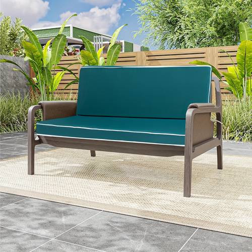 waterproof outdoor swing cushion 2 3 seater 3 5 thick memory foam with backrest high polyester cover non slip straps machine washable for patio porch garden furniture