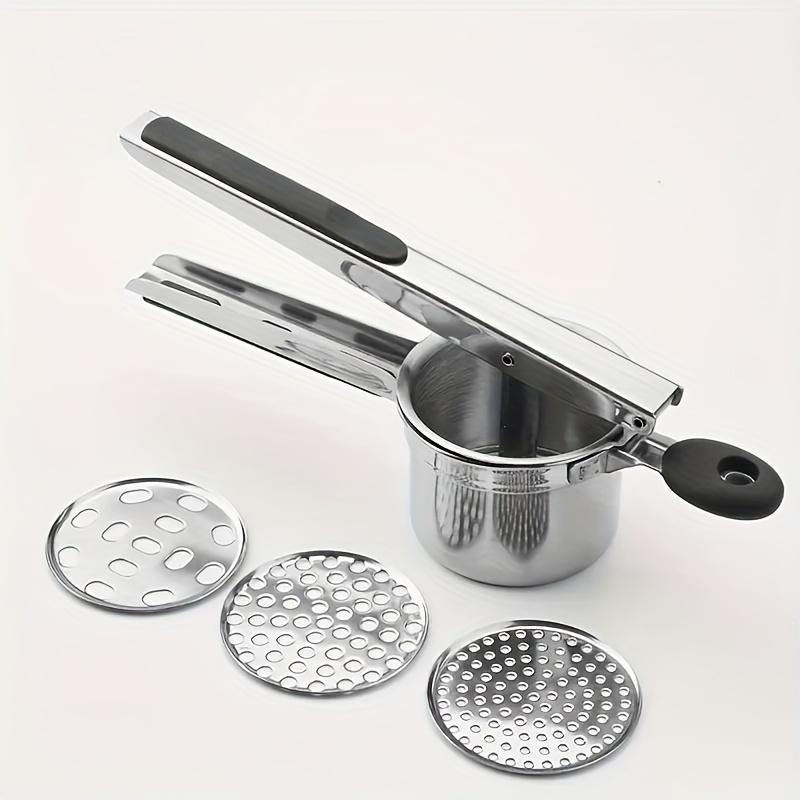 TEMU 1pc, Stainless Steel Potato Masher With Non-slip Handle - Manual Fruit And Vegetable Crusher, Ricer, And Juicer - Kitchen Gadget For Easy And Healthy Cooking