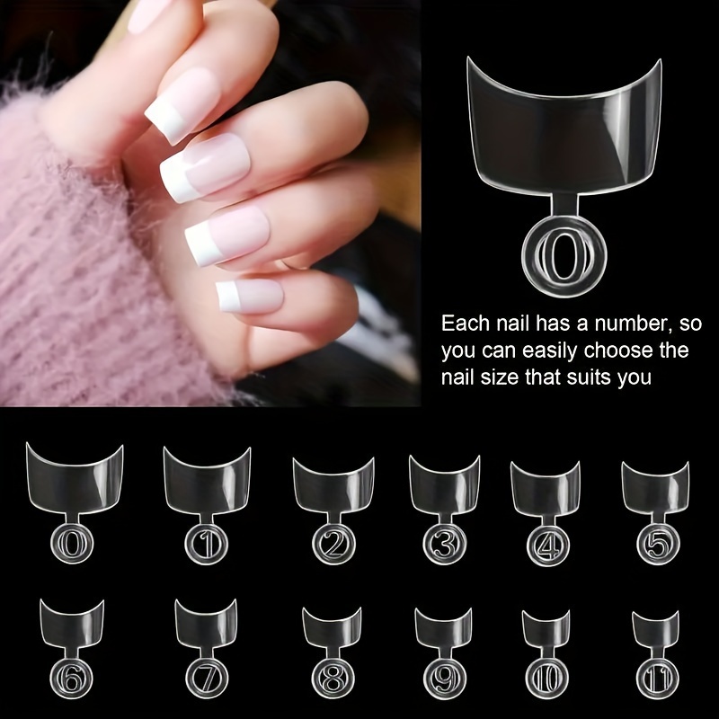 

240-piece French Crescent Half Cover Nail Tips - Transparent Square Shape Short Nails, Pure Color Glossy Finish Set