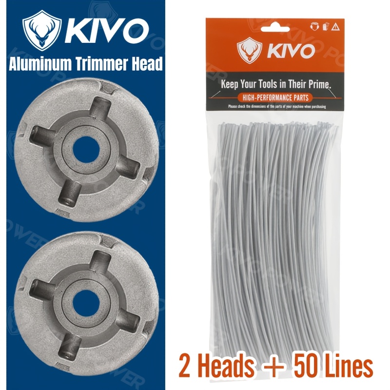 TEMU Kit de cabezales de recorte de aluminio KIVO 2 hilos de nailon para desbrozadora universal con de acero de 3.0 mm, piezas de repuesto para