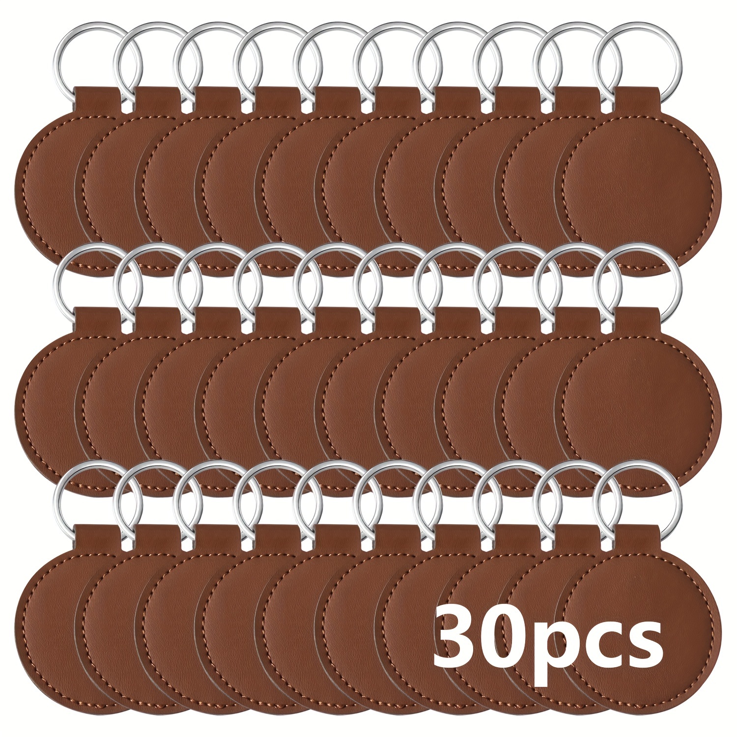 Image of 48/30/32pcs Leather Keychain Blanks, Pu Leather Key Fobs Kit Keychain Laser Engraving Blanks Diy Keychain Making Supplies With Key Ring Keychain Clip
