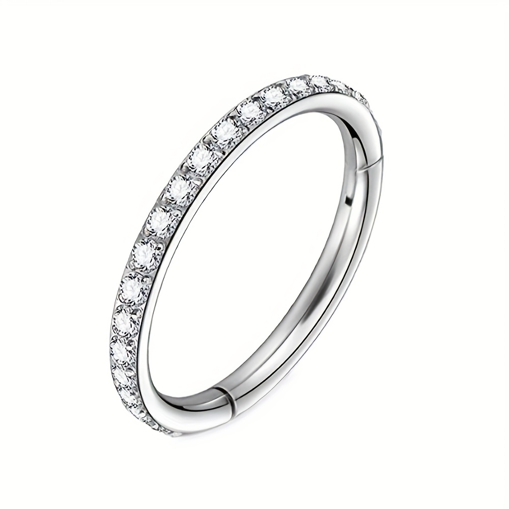 16G Stainless Steel Embedded Zirconia Seamless Nose Ring