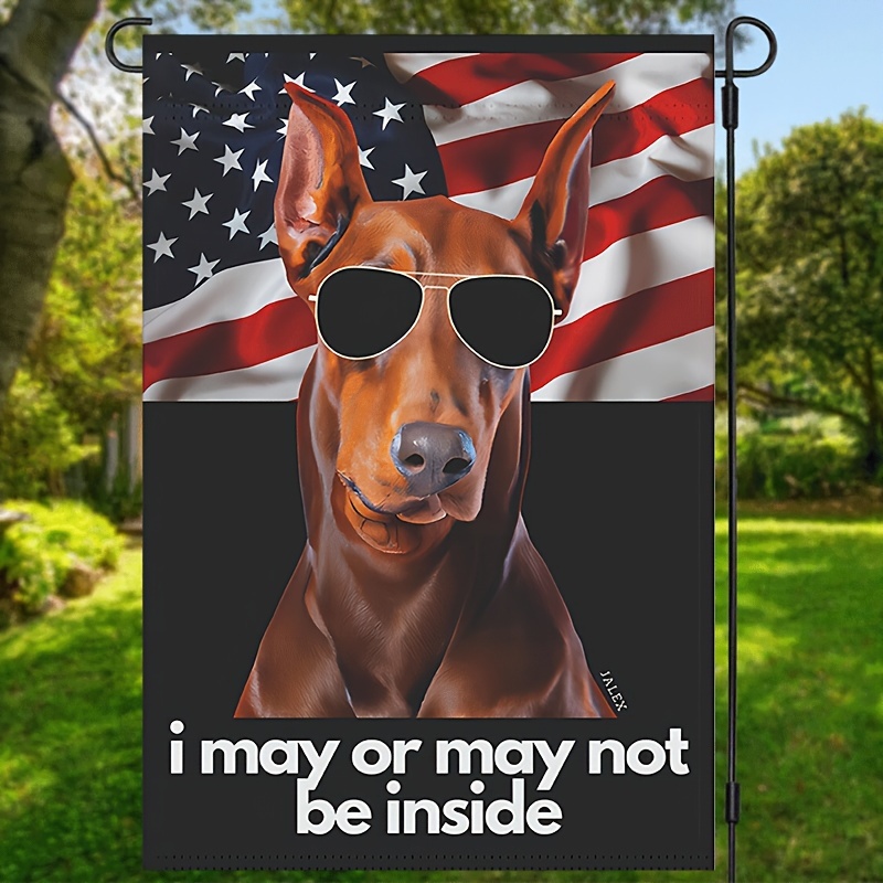 

1pc, Doberman Pinscher Patriotic Garden Flag, Mailbox Flag, Decorative Yard Flag Banner, Vertical Small Flag Double Sided Waterproof Burlap Flag 12*18inch