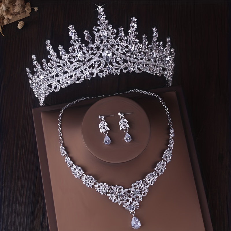 

High End Atmospheric Bridal Accessories, Rhinestone Crown Necklace, Earring Set, Wedding Dress Set, Wedding Accessories, Stage Performance, Dinner Party, Banquet, Birthday Headwear, Crown Necklace