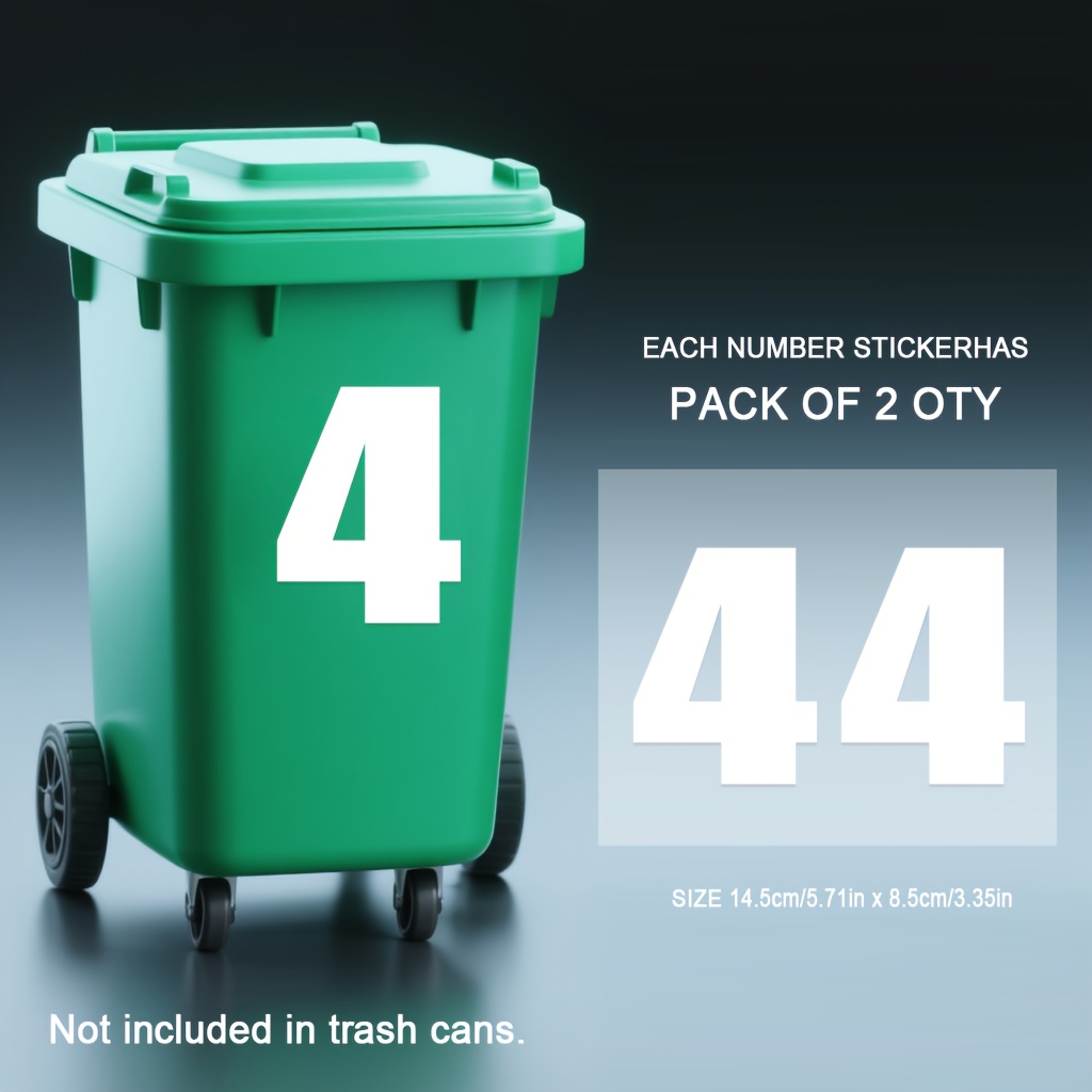 TEMU Lot de 2 autocollants numérotés très résistants - 5,7" (14,5 cm) étiquettes autocollantes pour poubelles | Qualité commerciale, résidu | Idéal
