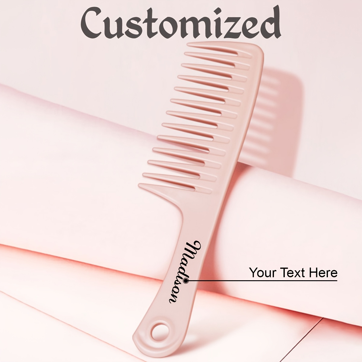 TEMU 1pc Personalised Custom Comb, Wide Teeth Comb For Hair Styling, Large Hair Detangling Comb With Handle&hanging Hole, Durable Hair Brush For