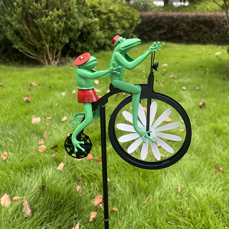 

Frog Riding Windmill - Creative Metal Garden Decor, Outdoor Yard Wind Spinner By Mayaphilos, No Battery Required Garden Decorations Wind Spinner