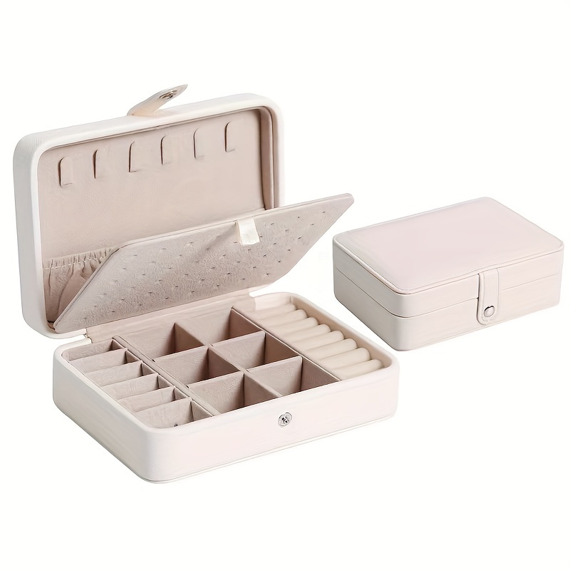 1pc   jewelry box pink   leather portable organizer with multiple compartments for earrings rings necklaces accessories stylish aesthetic decor for bedroom bathroom kitchen home jewelry box organizer jewelry display case decorative storage synthetic   leather exterior Product details 4