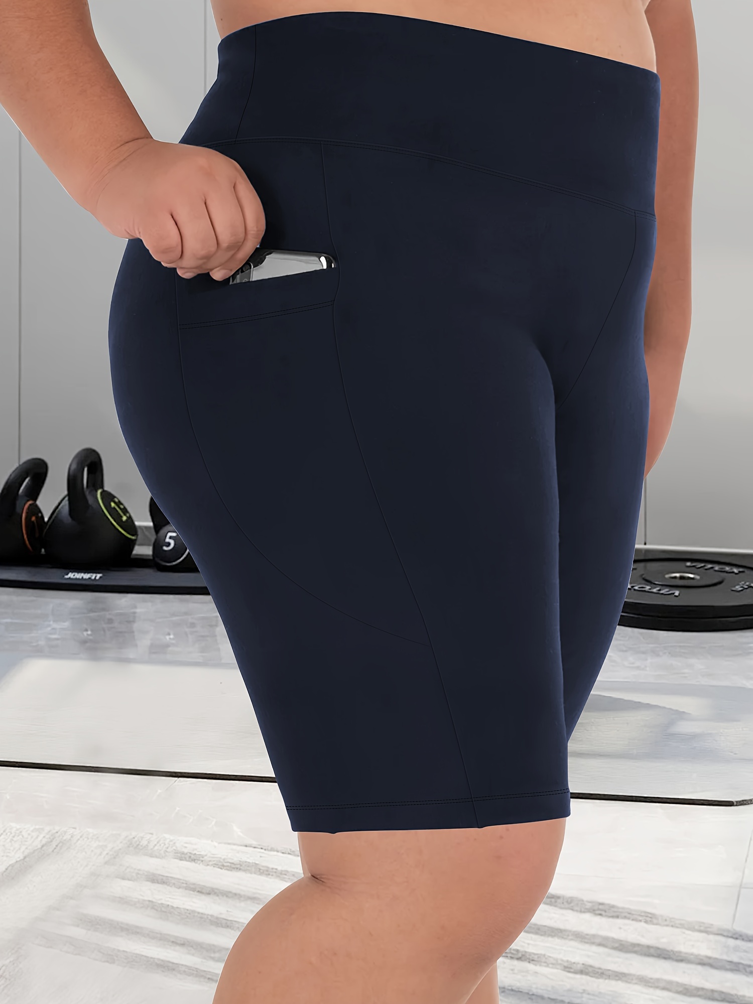 Women's High-Waist Shaping Shorts with Crescent Pockets - Black, Stretchy Tummy Control, Mid-Thigh Length, Machine Washable, Summer Casual Wear, Everyday Compression Wear | Sleek Design | Tummy Control Shorts