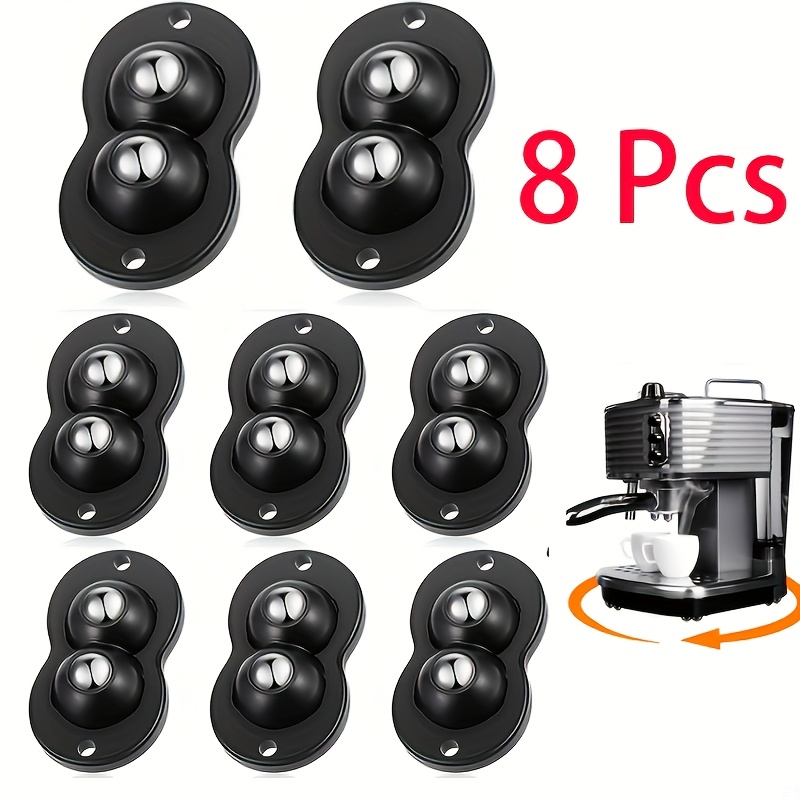 Image of 8pcs Mini Caster Wheels Self Adhesive Swivel Caster Wheels Stick On Appliance Wheels Paste Small Appliance Casters Universal Wheel For Furniture Box (black)