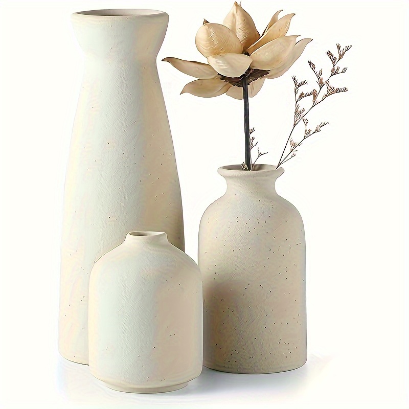 

Ceramic Vase, Small Vases For Decor, Set 3 Modern Boho Vases For Flower Pampas, Fit For Living Room Desk Shelf Decor