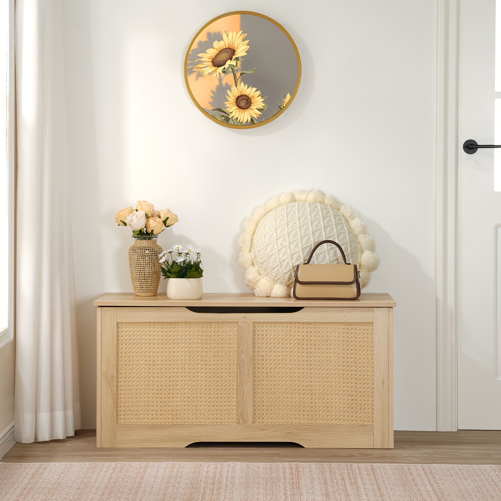 Image of Storage Box, Storage Cabinet, Storage Bench With Wooden Lid, Sturdy, Stable, Wide Top, Cabinet, Shoe Changing Stool. Sturdy, Suitable For Multiple Scenes In Bedrooms, , And Living Rooms. Easy To Store