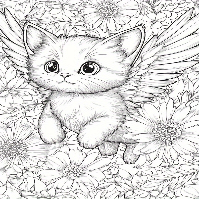Fairy Cat Coloring Book 22 Pages Thick Paper Creative Halloween