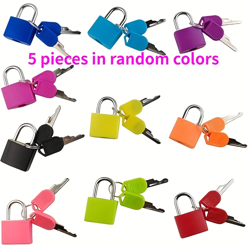 E-shop 5er-Pack (Zufällige Farbe) Mini-Vorhängeschloss-Set, Metallschloss, geeignet für Koffer, Fitnessstudios, Schulen und Spielkarten - Farbenfrohes,