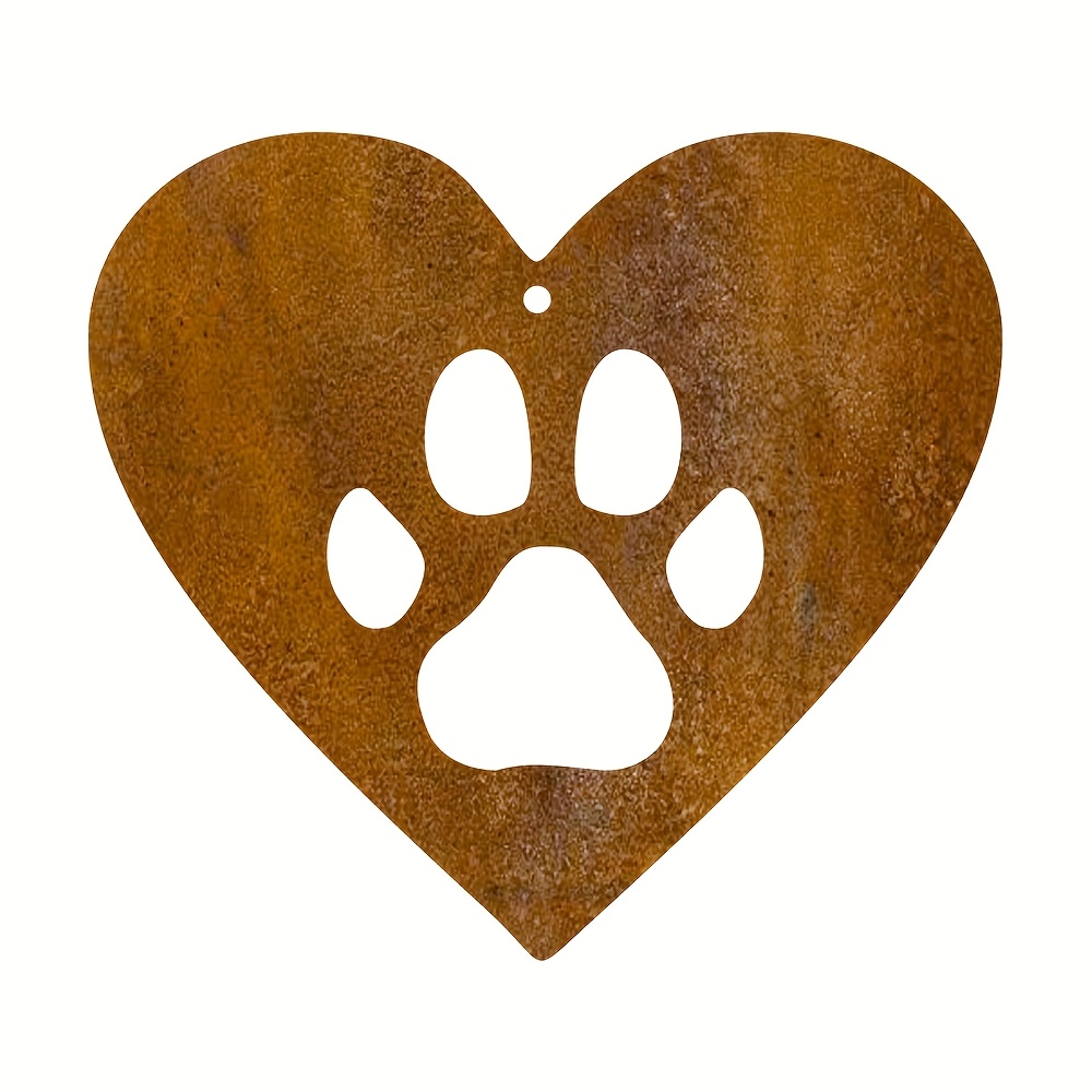 Image of 1pc Rustic Dog Paw Rusty Metal Ornament, Rusted Hanging Christmas Tree Decoration, Wall Art Craft, Christmas Indoor/outdoor Decor, Christmas Gift