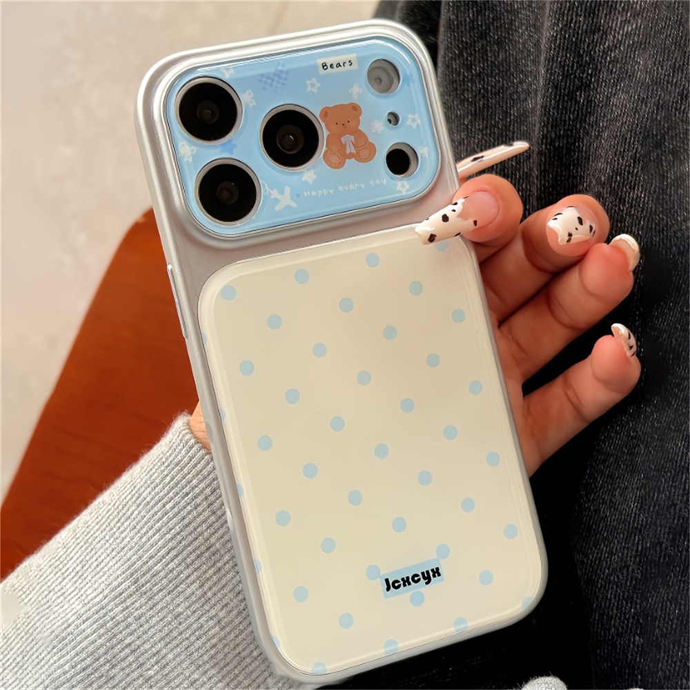 item picture phone case simple polka point glossy camera protection phone case compatible with iphone 17  17pro 17 16 15 pro max   shockproof soft back cases