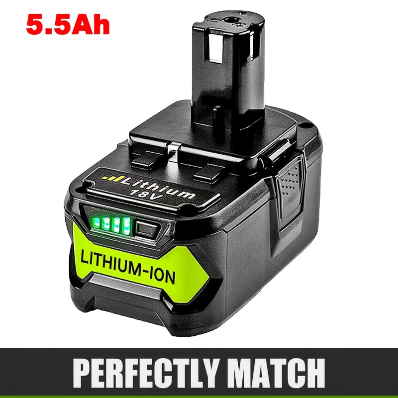 TEMU 1pack/ 2packs/ 4packs 18v Battery Replacement For Ryobi P108 5.5ah Lithium 18v Battery One+ Plus P104 P105 P107 P108 P109 P191 P122 Rbl1810 For