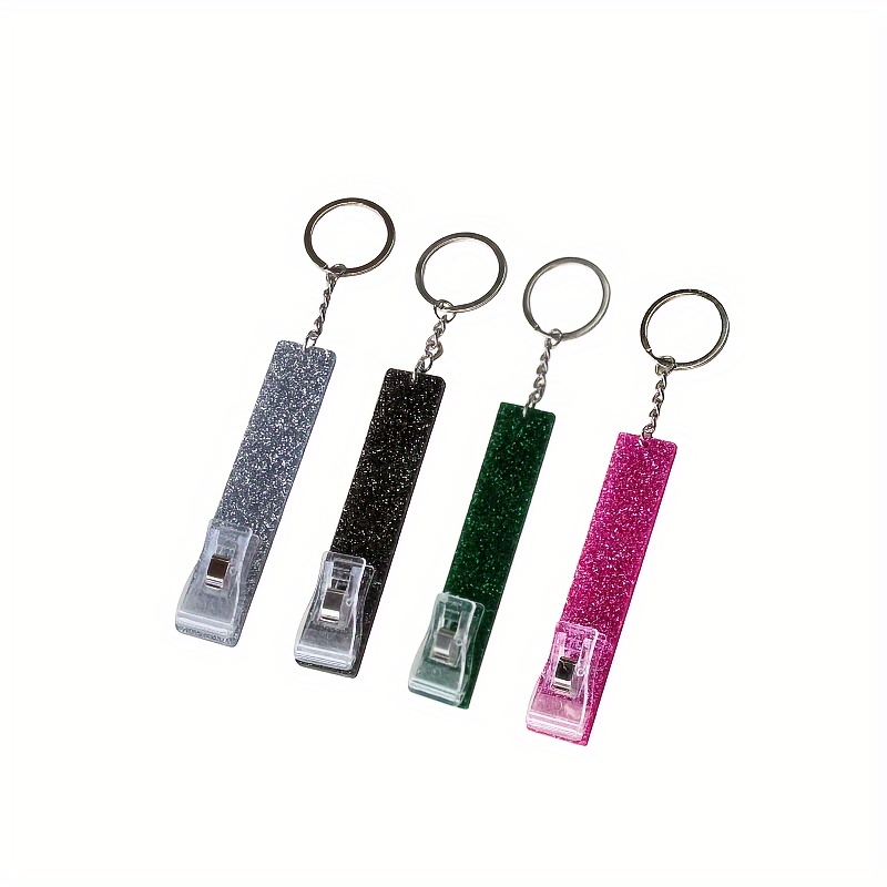 

1pc Glitter Card Grabber Keychain For Long Nails, Acrylic Credit Card Puller With Plastic Clip - Accessories For Women Daily Use