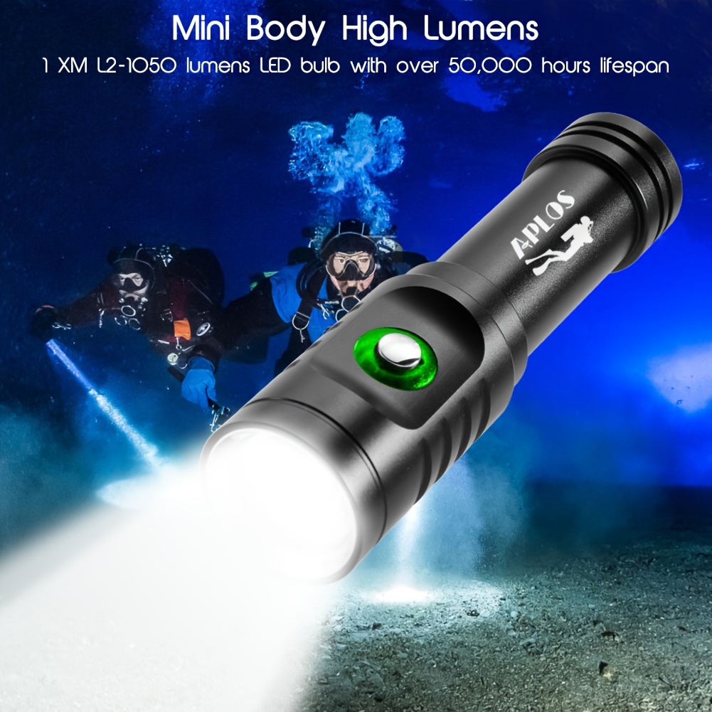 

Aplos Ap01 1050lm Submersible Flashlight With 3 , Power Indicator, Rechargeable Handlight