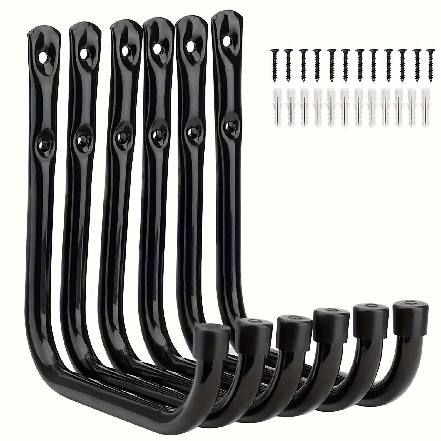 

6-pack Heavy-duty Metal Garage Hooks, Wall Mounted Storage For Gardening Tools, Bicycles, Ladders, Chairs, Garden Hoses, Power Tools - Indoor & Outdoor Organizer Supplies