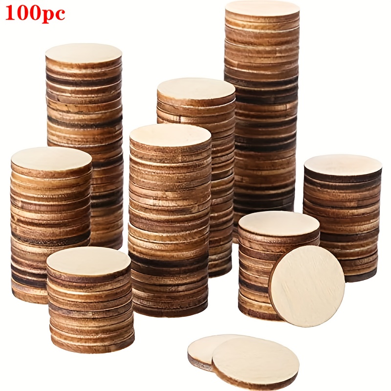 

100pcs Wooden Circles For Crafts, 2cm Wood Pendants, For Diy Painting, Hanging Decorations, With No Electricity Needed, For Christmas, Halloween, Easter, Hanukkah, Thanksgiving, Valentine's Day