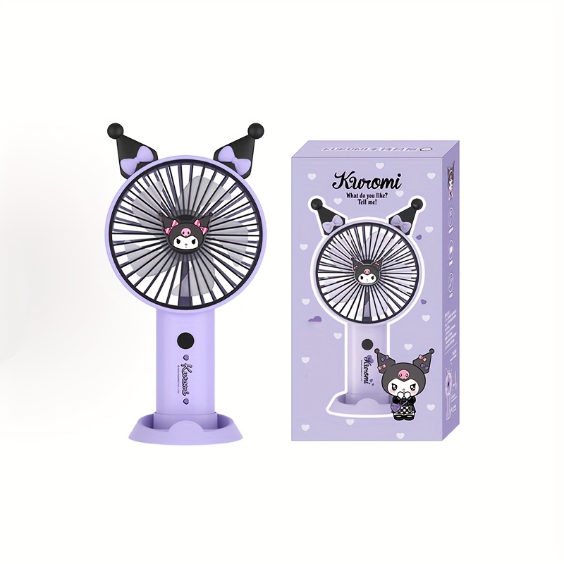 Cute Cartoon Design Portable Fan, Usb Rechargeable 3-speed Handheld Desk Fan With Button Control, Lithium Battery, Plastic Material, For Office, Outdoor, Travel, And Camping, Desk Fan Portable Fan