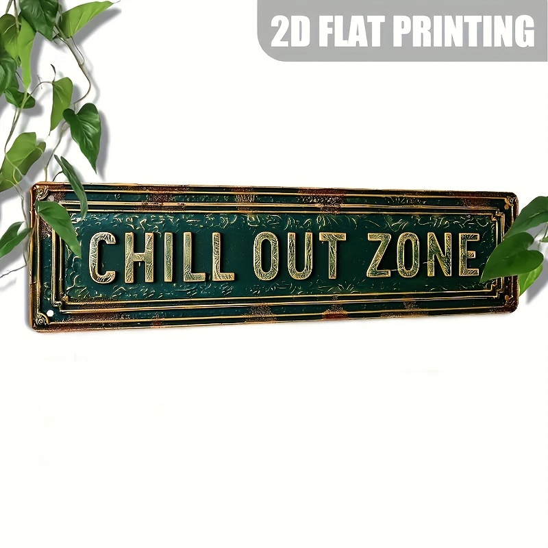 

Aluminum 'chill Out Zone' Sign - 15.7" X 3.9" - Vintage Novelty Wall Hanging Decor For Home, Room, Bathroom, Bar, Cafe, Garage, Farmhouse, Porch, Outdoor - Multipurpose English Language Yard Sign