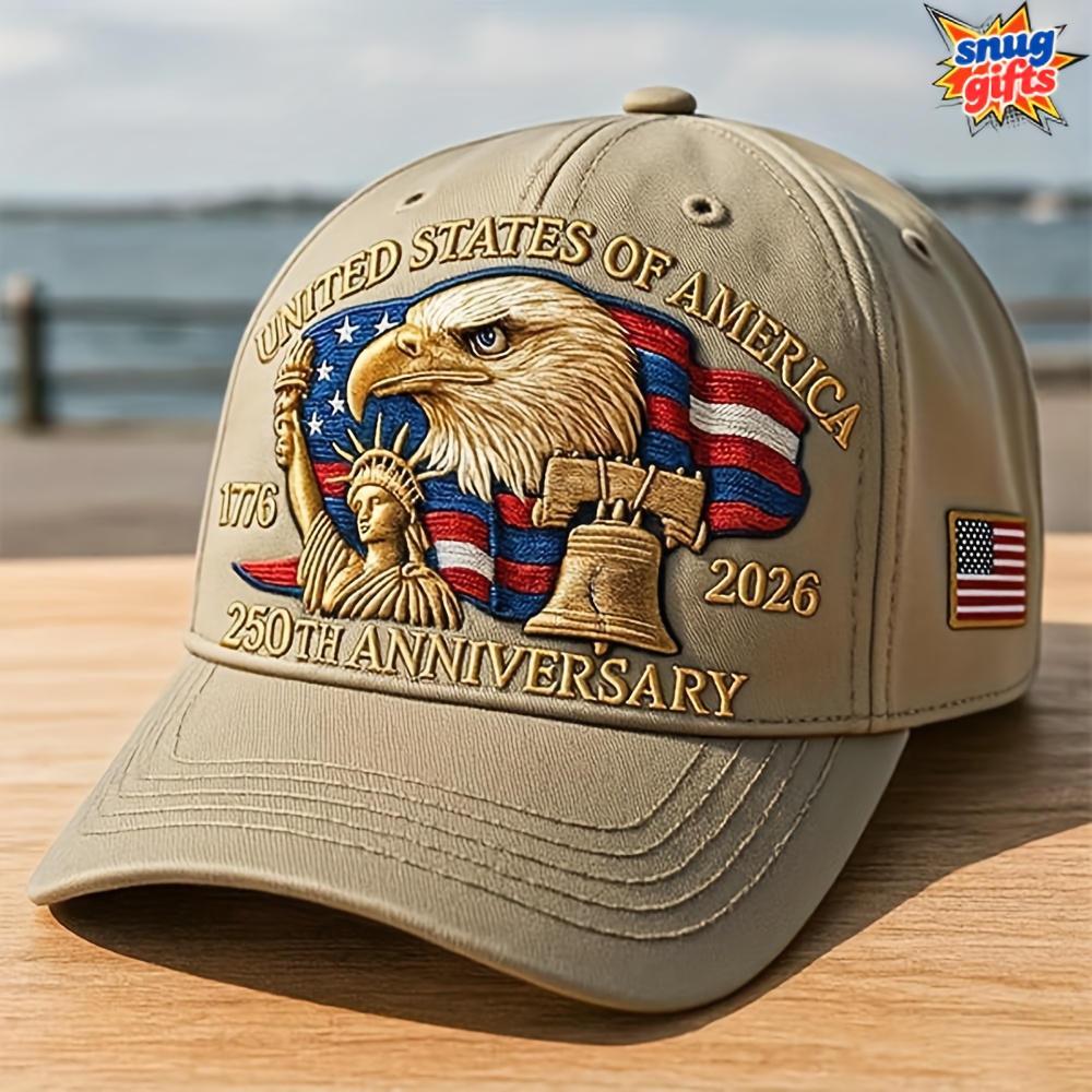 [Patriotic Eagle Cap] United States 250th Anniversary Eagle Patriotic Baseball Cap - Adjustable Snapback, Lightweight & Comfortable, 250th Birthday of America Design with Eagle & 1776-2026 Years, Unisex Commemorative Gift for Veterans, History Buffs, 4th of July, Thanksgiving, Valentine's Day - Ideal for Parades, Events & Casual Attire (Men & Women) - Machine Washable, Durable & Secure Fit