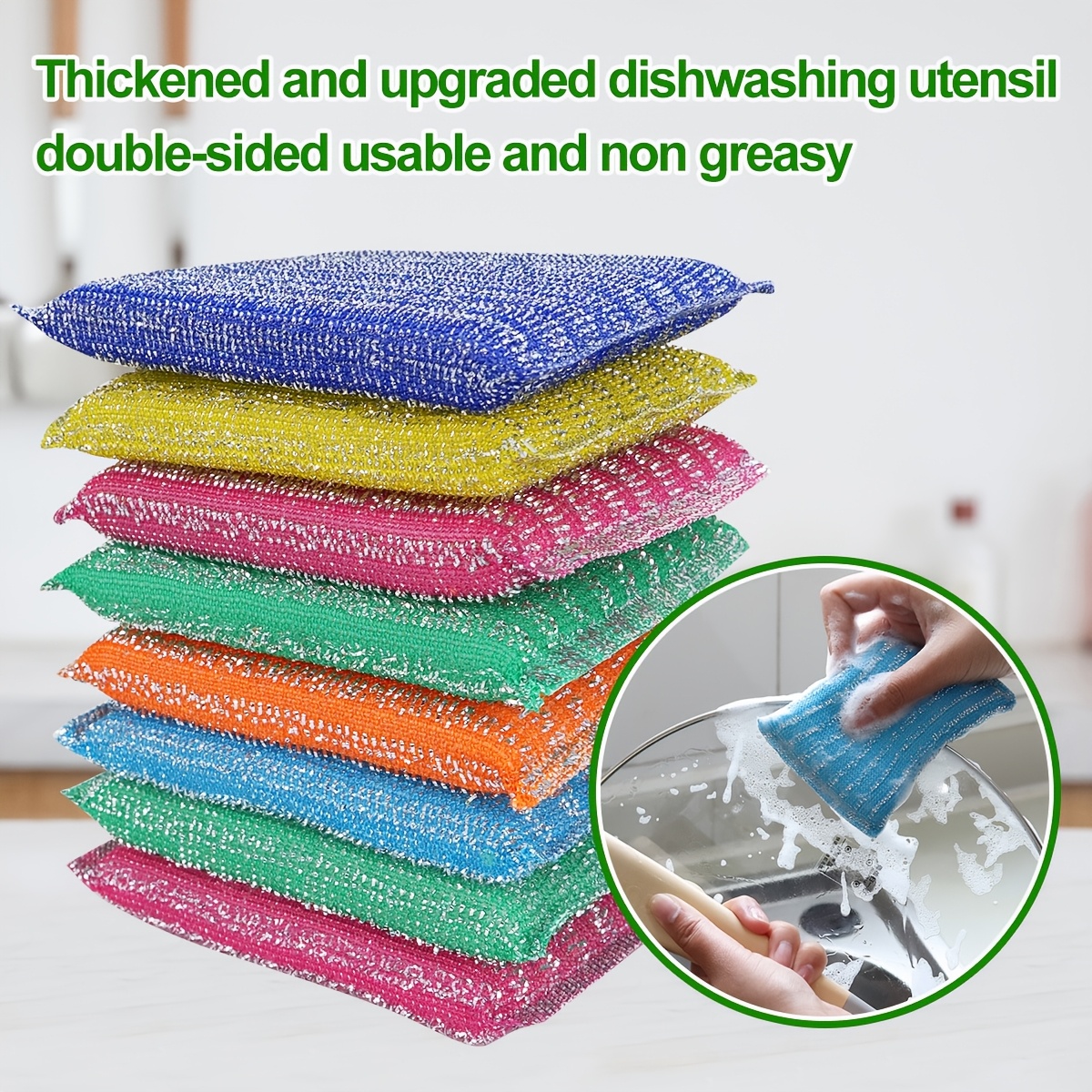 

Magic Cleaning Sponges 4/8pcs - Double-sided, Non-scratch Kitchen Scrubbers For Dishes & Household Use, Assorted Colors