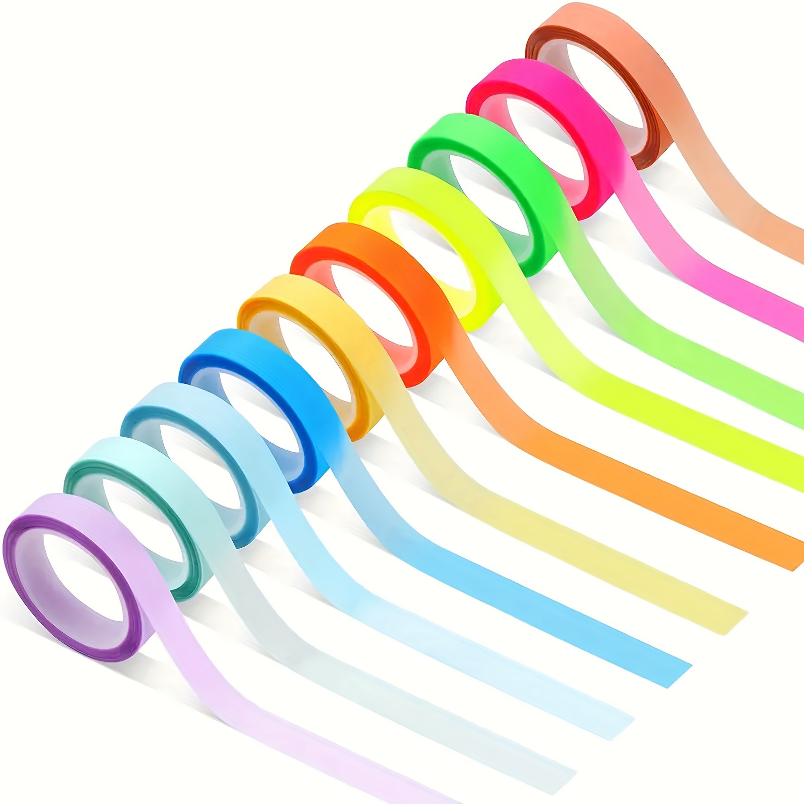 10 Rolls Of Index Stickers Highlighter Labels Transparent Reading Strips Sticky Notes Neon Tape Household Page Markers Highlighting Strips Book Annotation Supplies Pet