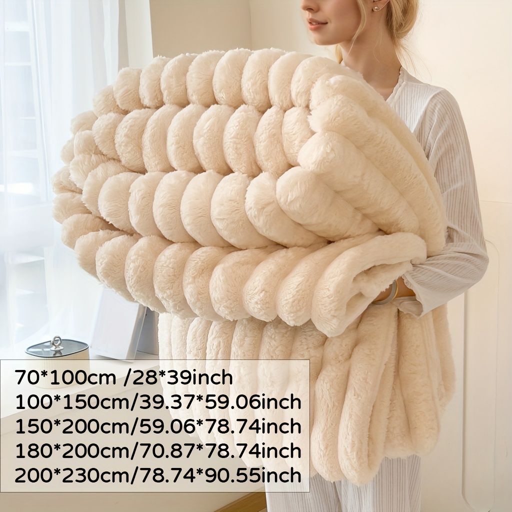 1 unidad, Manta Suave y Cálida de Terciopelo/Forro Polar de Leche, Estilo Moderno de Lujo Ligero, Lavable a Máquina, Felpa de Imitación de Piel de Conejo, Adecuada para Todas las Estaciones, Ideal para Usar en Camas, Sofás, Camping, Etc.