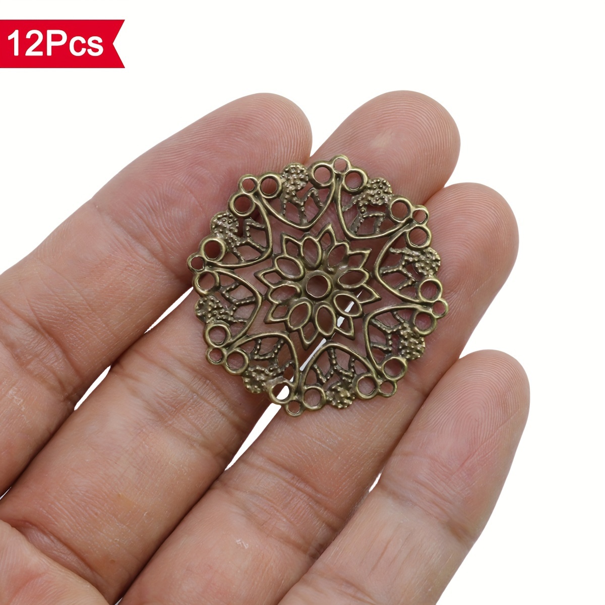 Image of 12pcs Of Hollow Round Floral Photo Album Decorative Flower Pieces