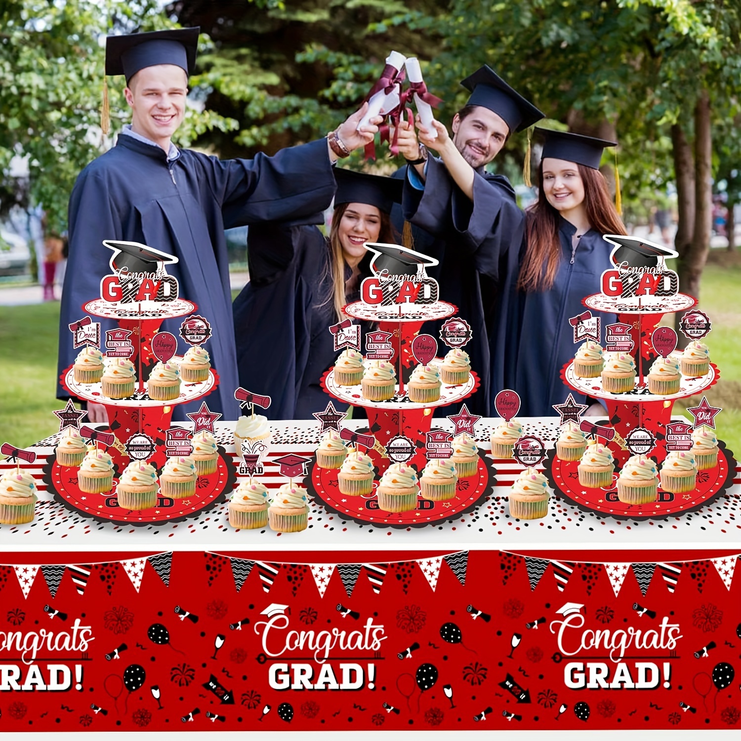 Beistle 3-Tier Congrats Grad Cupcake Stand Dessert Holder