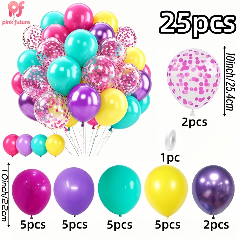 TEMU Photography Props 25pcs Of Rose Red, Blue, Yellow, Purple Latex Balloon Arch Kit, Rose Red Sequins, Including A , Suitable For Photography