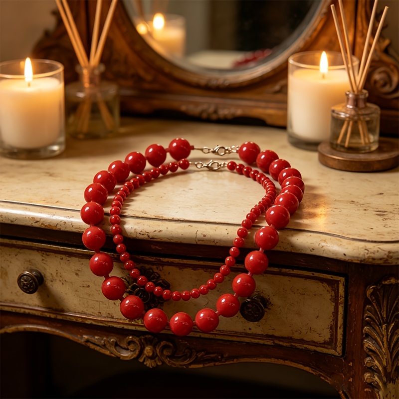 TEMU 2pcs Bohemian Style Large And Small Size Necklace Set, Suitable For Festive And Daily Wear Additions