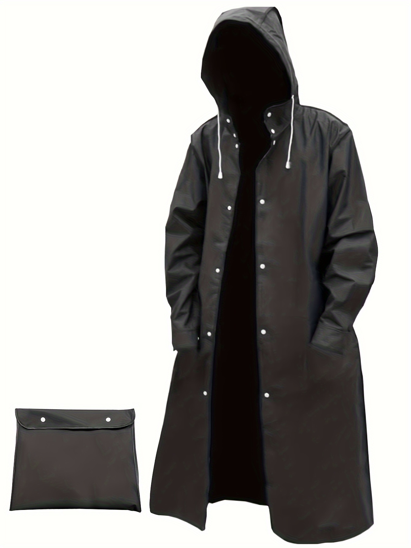 Unisex Hooded Raincoat Casual Button Rain Poncho Outdoor - Temu