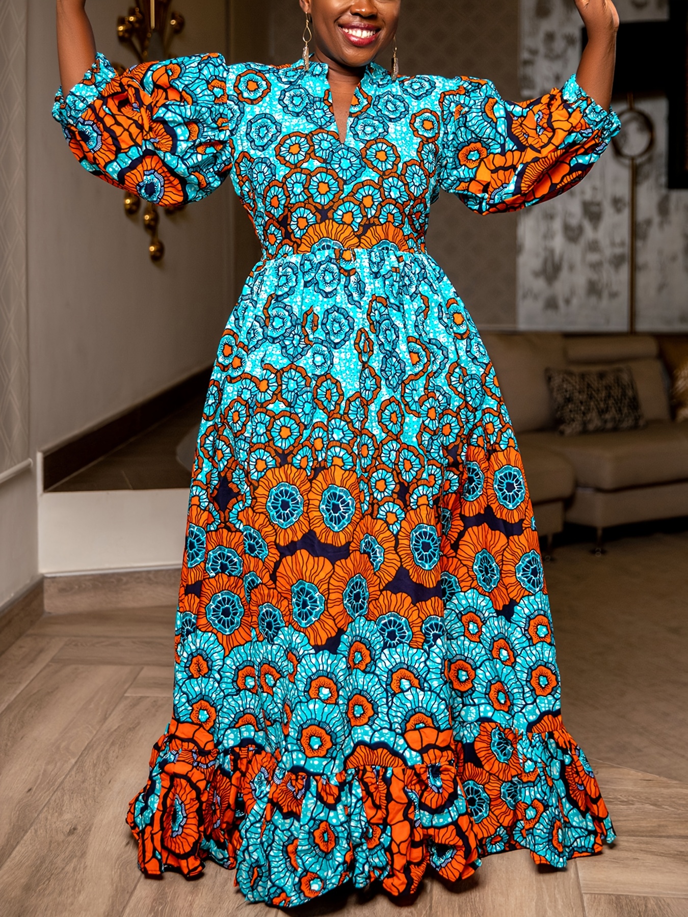 Plus-Size Dress with a Floral Print for Women plus size dresses sold on Temu United States